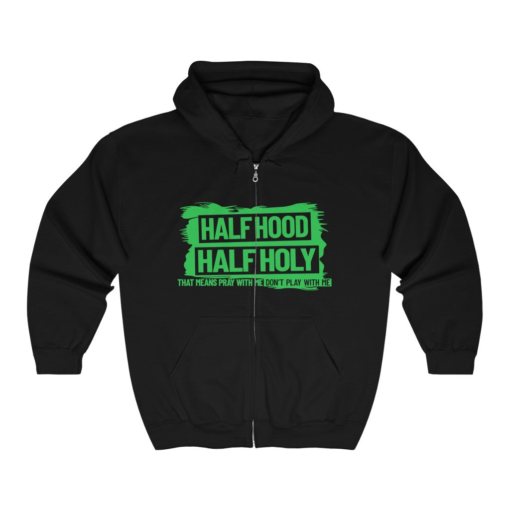 Half Hood Half Holy Heavy Blend™ Full Zip Hooded Sweatshirt