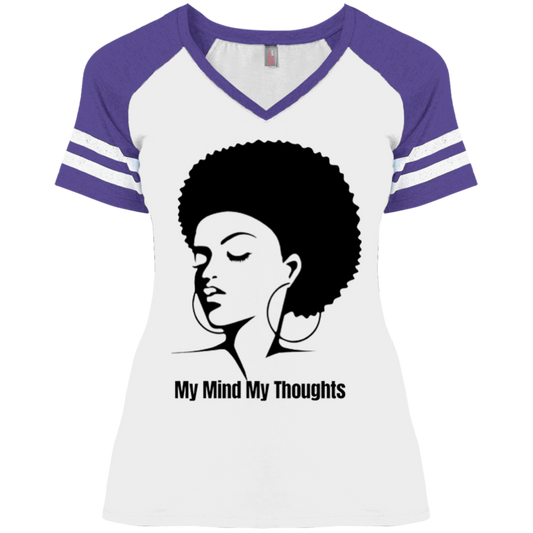 Afro Head Ladies' Game V-Neck T-Shirt (Slim fit / Runs smaller than usual)