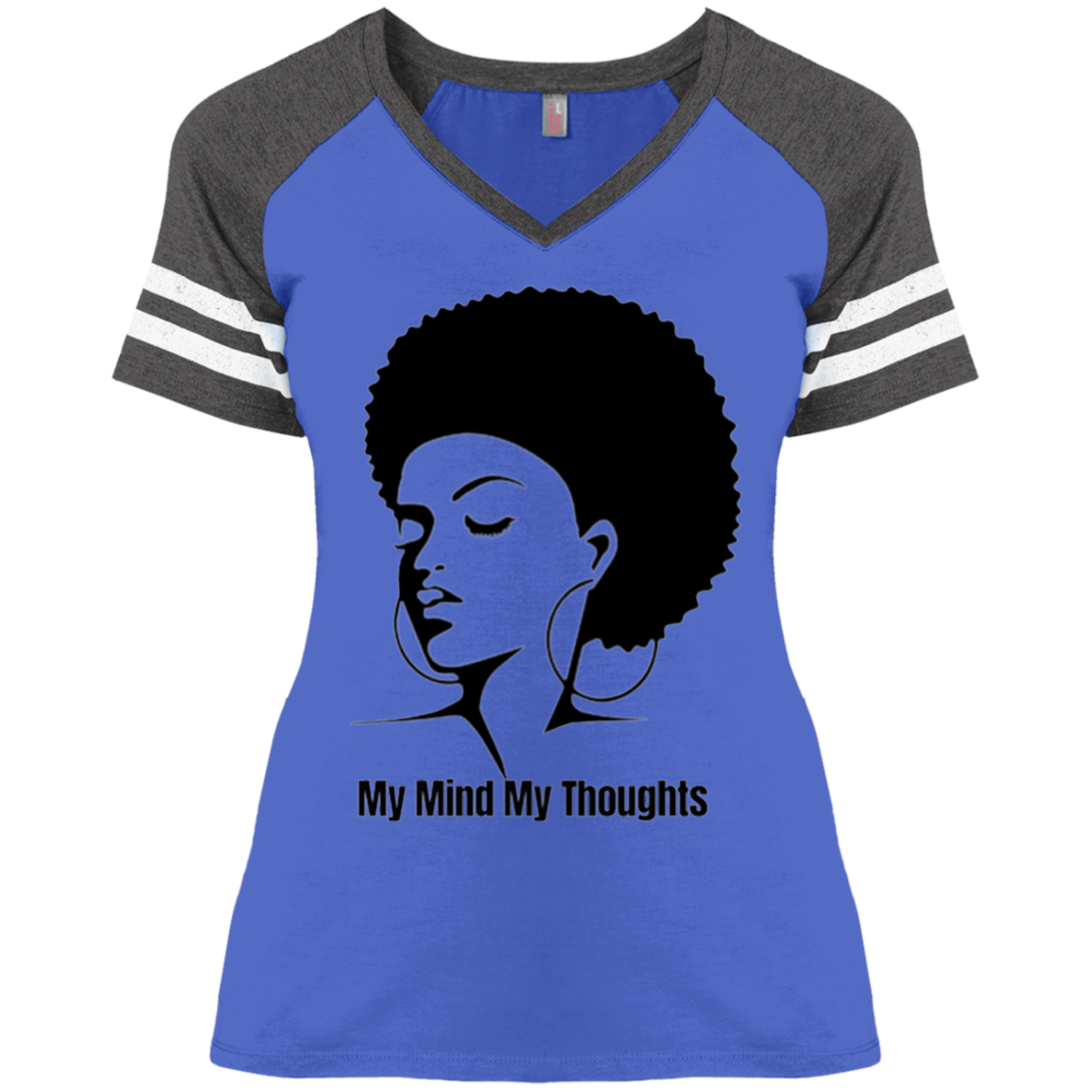 Afro Head Ladies' Game V-Neck T-Shirt (Slim fit / Runs smaller than usual)