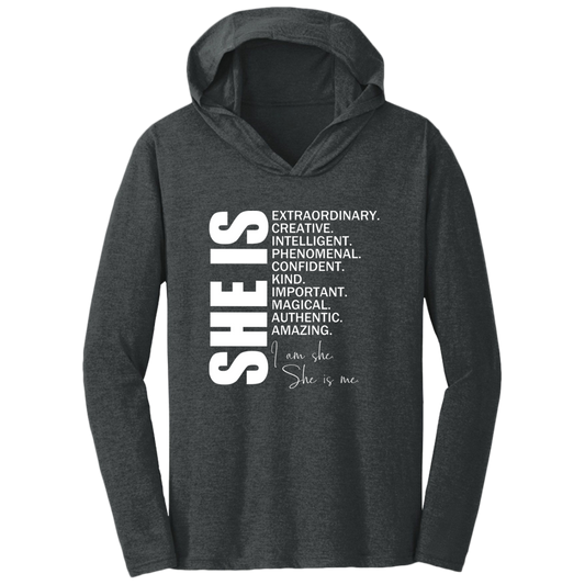 SHE IS Triblend T-Shirt Hoodie
