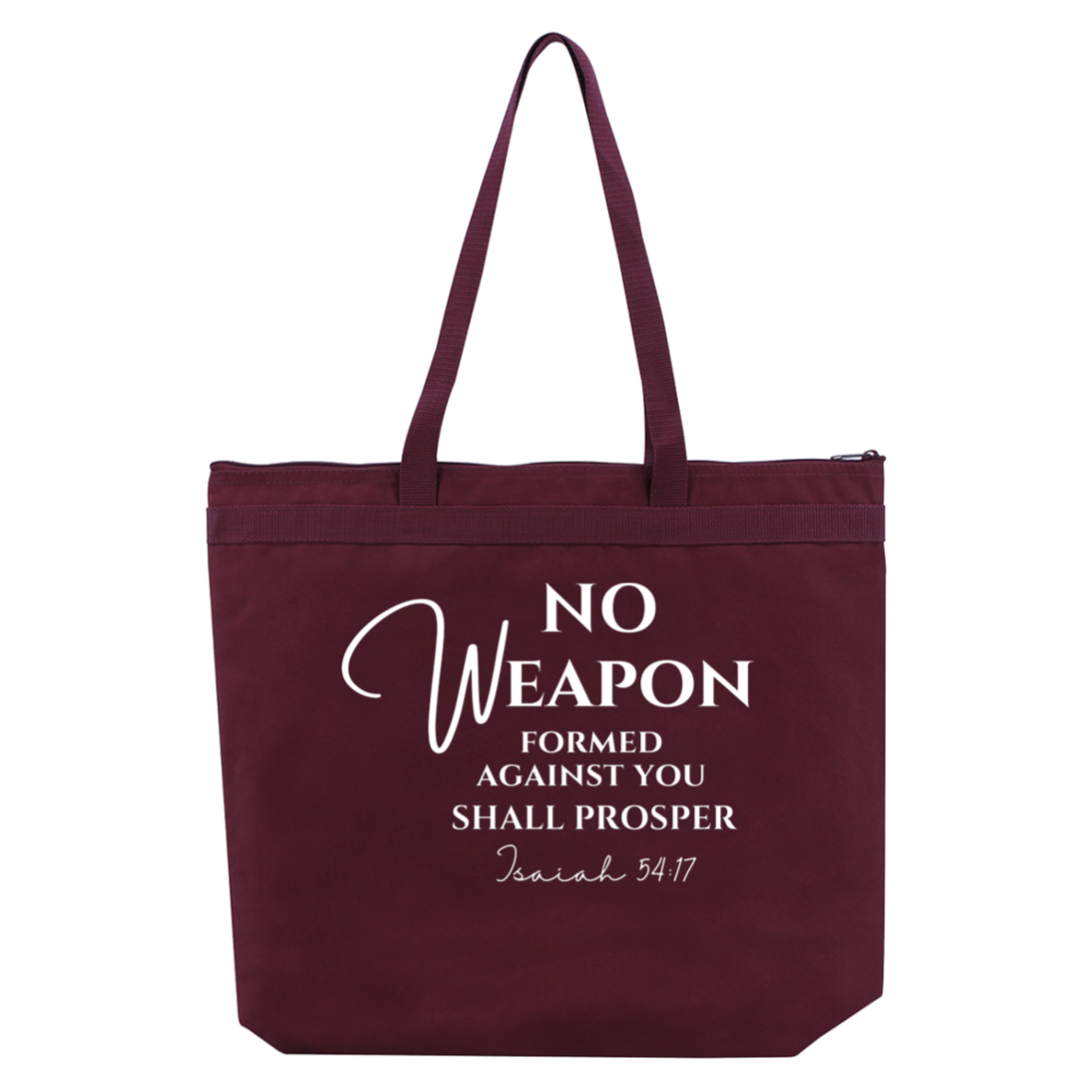 No Weapon form Against You Shall Prosper Large Tote