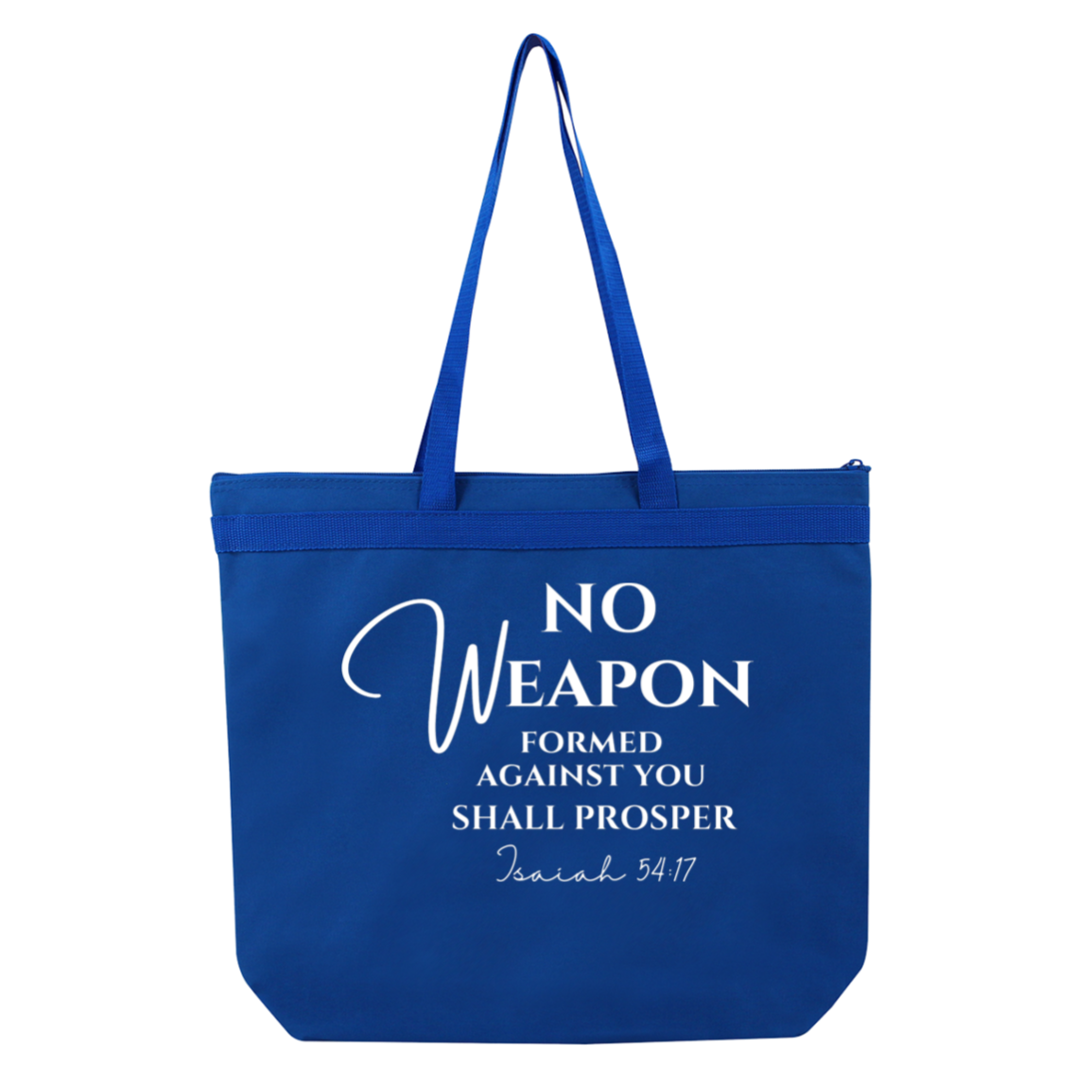 No Weapon form Against You Shall Prosper Large Tote