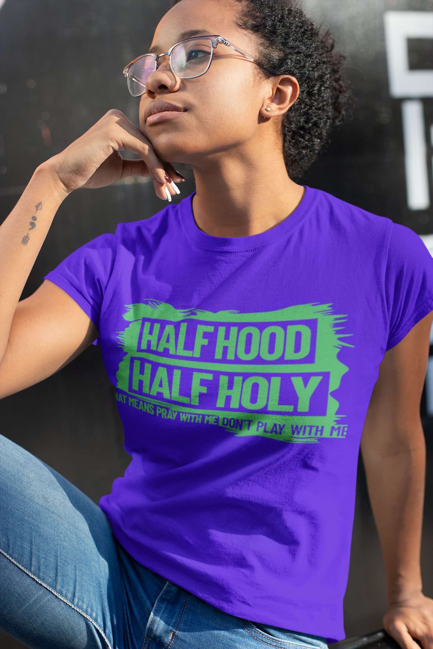 Half Hood Half Holy  T-Shirt