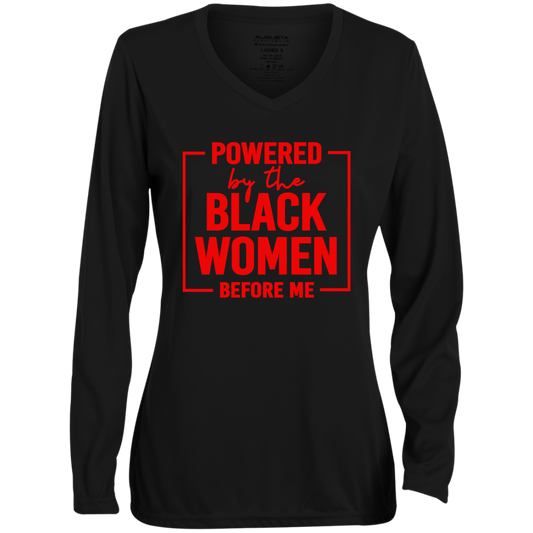 Power By The Black Women Before Me Long Sleeve V-Neck Tee
