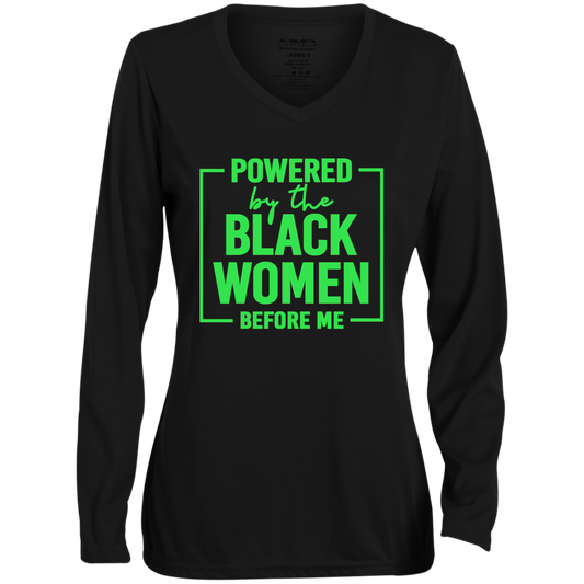 Powered By The Black Women Before me Long Sleeve V-Neck Tee